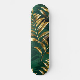 Naadloos patroon met gouden varens skateboard