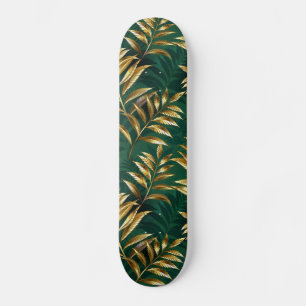 Naadloos patroon met gouden varens skateboard