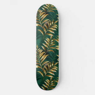 Naadloos patroon met gouden varens skateboard