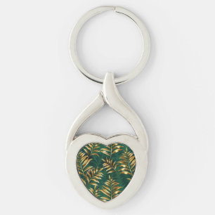 Naadloos patroon met gouden varens sleutelhanger