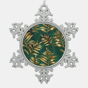 Naadloos patroon met gouden varens tin sneeuwvlok ornament