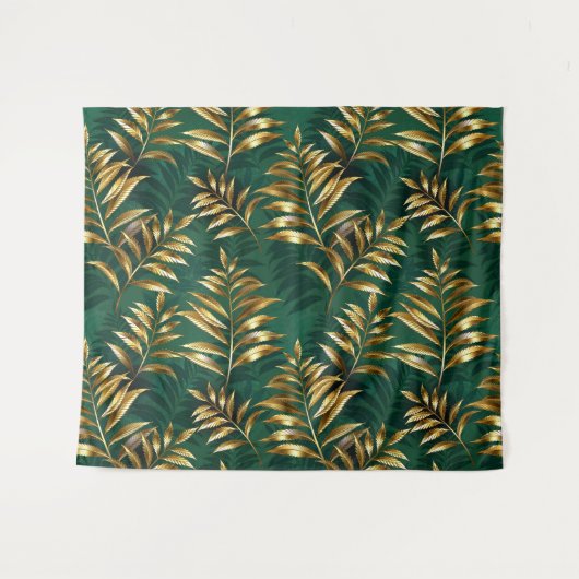 Naadloos patroon met gouden varens wandkleed (Voorkant (horizontaal))