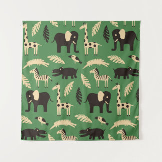 Naadloos patroon met grappige Afrikaanse dieren en Wandkleed