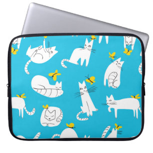 Naadloos patroon met grappige katten die met een k laptop sleeve