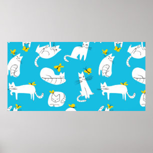 Naadloos patroon met grappige katten die met een k poster
