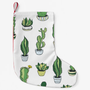 Naadloos patroon met groene cactus en succulenten  kleine kerstsok