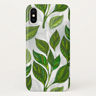 Naadloos patroon met groene theebladeren iPhone x hoesje