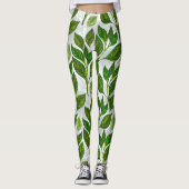 Naadloos patroon met groene theebladeren leggings (Voorkant)
