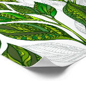Naadloos patroon met groene theebladeren poster (Hoek)