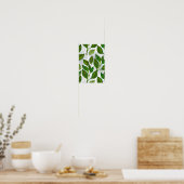 Naadloos patroon met groene theebladeren poster (Keuken)