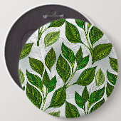 Naadloos patroon met groene theebladeren ronde button 6,0 cm (Voorkant /achterkant)