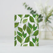 Naadloos patroon met groene theelbladeren briefkaart (Staand voorkant)