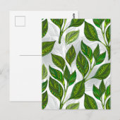 Naadloos patroon met groene theelbladeren briefkaart (Voorkant / Achterkant)