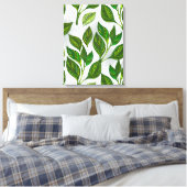 Naadloos patroon met groene theelbladeren canvas afdruk (Insitu (Slaapkamer))