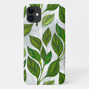 Naadloos patroon met groene theelbladeren iPhone 11 hoesje