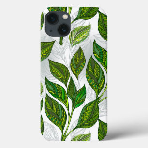 Naadloos patroon met groene theelbladeren iPhone 13 hoesje