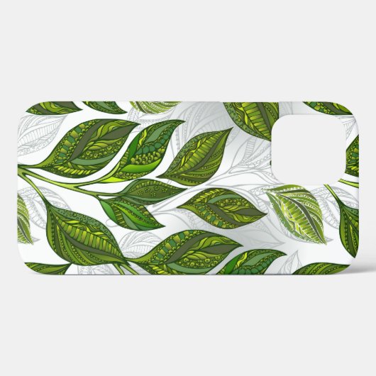 Naadloos patroon met groene theelbladeren Case-Mate iPhone case (Achterkant (horizontaal))