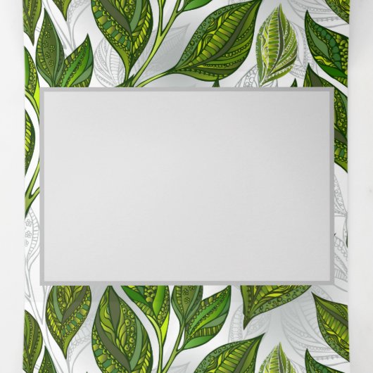 Naadloos patroon met groene theelbladeren drieluik aankondiging (Binnenkant midden)