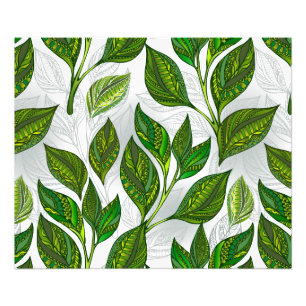 Naadloos patroon met groene theelbladeren foto afdruk