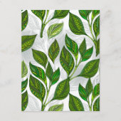 Naadloos patroon met groene theelbladeren informatiekaartje (Voorkant)