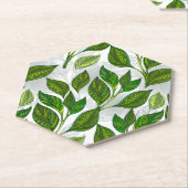Naadloos patroon met groene theelbladeren kartonnen onderzetters (Schuin)