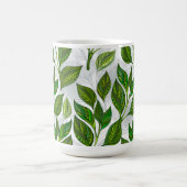 Naadloos patroon met groene theelbladeren koffiemok (Center)