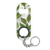 Naadloos patroon met groene theelbladeren mini flessenopener (Achterkant)