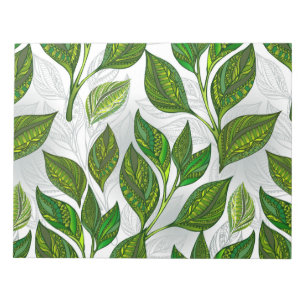 Naadloos patroon met groene theelbladeren notitieblok