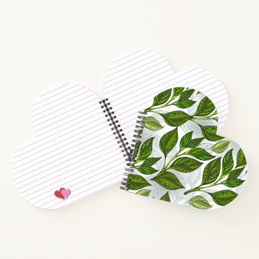 Naadloos patroon met groene theelbladeren notitieboek (Binnen)