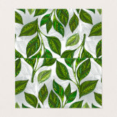Naadloos patroon met groene theelbladeren visitekaartjes (Buitenkant ongevouwen)