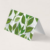 Naadloos patroon met groene theelbladeren visitekaartjes (Achterkant)