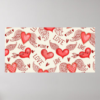 Naadloos patroon met hart. Happy Valentijnse's Da Poster