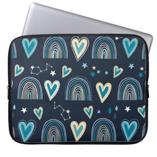 Naadloos patroon met hart, regenbogen en celesti laptop sleeve