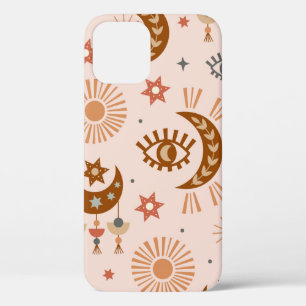 naadloos patroon met hemelogen, maan, zon iPhone 12 hoesje