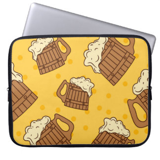 Naadloos patroon met houten schuimbier Mugsbeer, p Laptop Sleeve