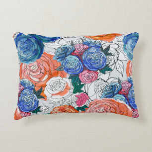 Naadloos patroon met kleurrijke bloemen accent kussen