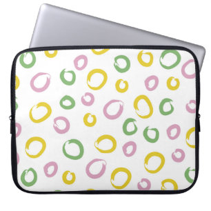 Naadloos patroon met kleurrijke cirkels, roze, gr laptop sleeve