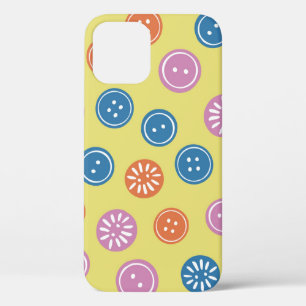  naadloos patroon met knoppen op een geel iPhone 12 hoesje