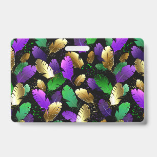 Naadloos patroon met Mardi Gras-veren Badge