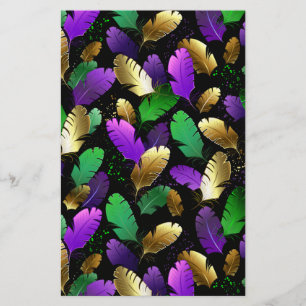 Naadloos patroon met Mardi Gras-veren Briefpapier