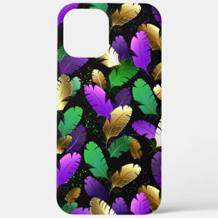 Naadloos patroon met Mardi Gras-veren iPhone 12 Pro Max Hoesje