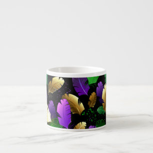 Naadloos patroon met Mardi Gras-veren Espresso Kop