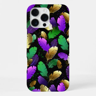 Naadloos patroon met Mardi Gras-veren iPhone 16 Pro Max Hoesje