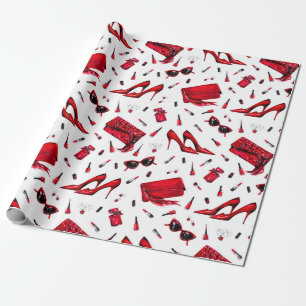 Naadloos patroon met meisjes in rode kleur cadeaupapier