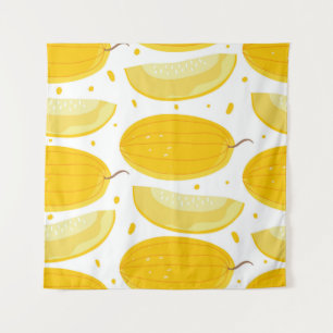 Naadloos patroon met meloenen. Doodle fruits. Vint Wandkleed