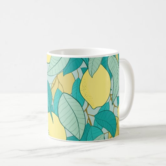 naadloos patroon met met de hand getrokken tuin vo koffiemok (Voorkant rechts)