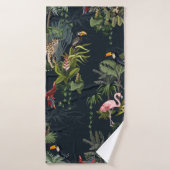 Naadloos patroon met oerwouden, bloemen en bloemen badhanddoek (Badhanddoek)