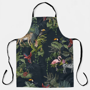 Naadloos patroon met oerwouden, bloemen en bloemen schort