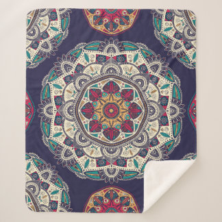 Naadloos patroon met ornamentaal floreel etnisch m sherpa deken