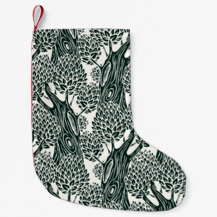 naadloos patroon met oude loofbomen. Styliz Kleine Kerstsok